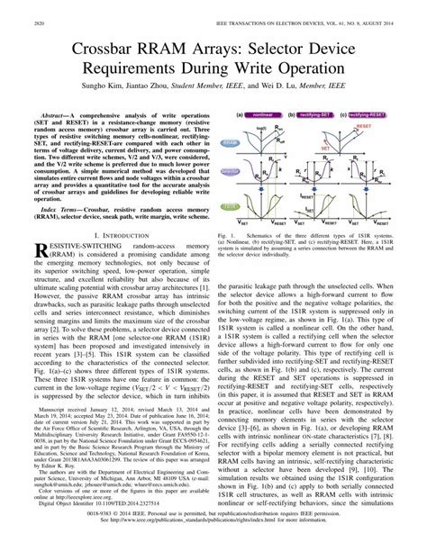 PDF Crossbar RRAM Arrays Selector Device Requirements During Write