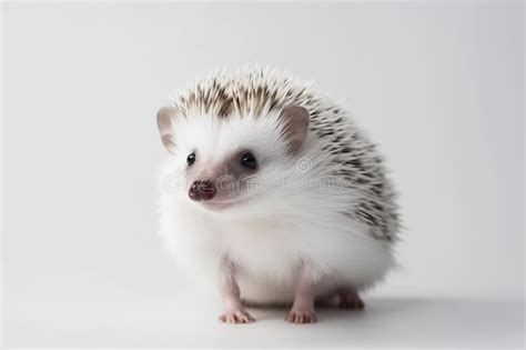 A Small Hedgehog Sitting On Top Of A White Surface Generative Ai Image Stock Illustration