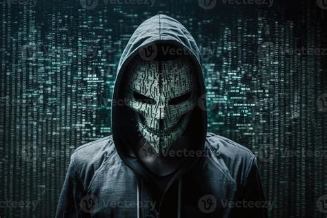 hacker man attack mask binary one 22251607 Stock Photo at Vecteezy