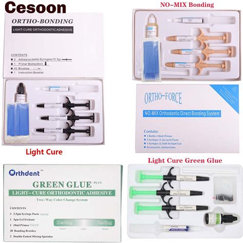 Set Dental Orthodontic Adhesive Kit Light Cure Green Glue No Mix