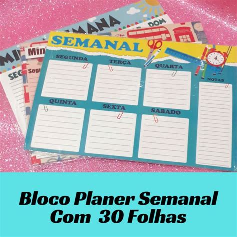 Planer Bloco Semanal 30 Folhas Papelaria Fofa Divertido Material