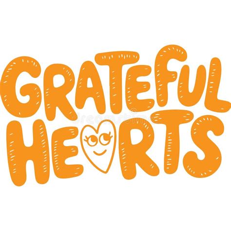 grateful hearts hand lettered art stock vector illustration  smile