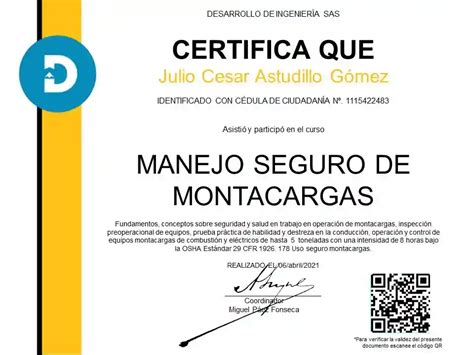 CURSO DE MONTACARGAS OSHA Estándar Noviembre 2024