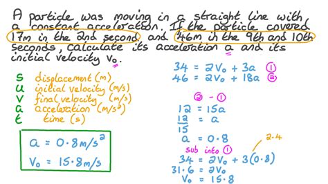 Question Video Finding The Uniform Acceleration Of A Particle And Its