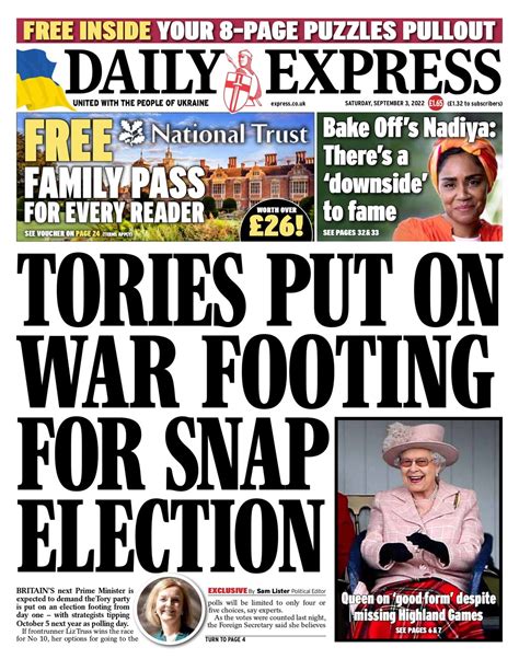 Daily Express Front Page 3rd Of September 2022 Tomorrows Papers Today