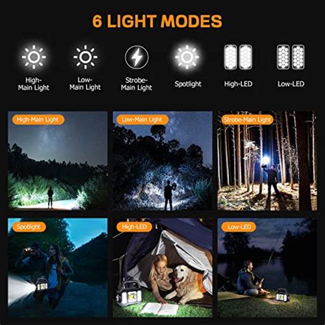 Solar Handheld Flashlight with USB Cable, 6 Modes Rechargeable ...