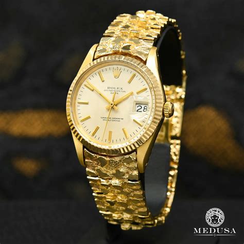 Rolex Watch Rolex Gold Date 34mm Nugget Mens Watch Medusa Jewelry