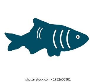 Black Silhouette Fish On White Background Stock Illustration 1945601497 ...