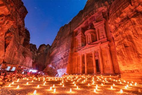 Petra Jordan Wadi Musa En La Noche Nueva Siete Maravillas Imagen De