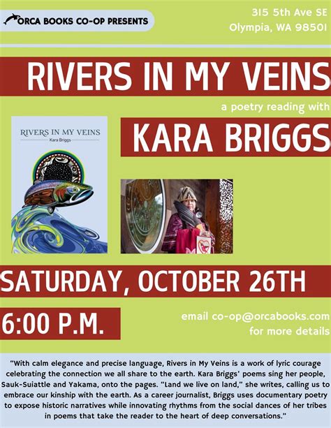 Rivers in My Veins: A Poetry Reading with Kara Briggs, Orca Books Co-op