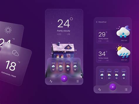 weather app ui concept  purple hues