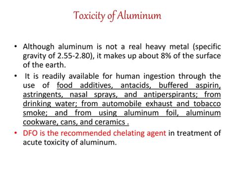 Toxicity Of Aluminum Signs Ppt