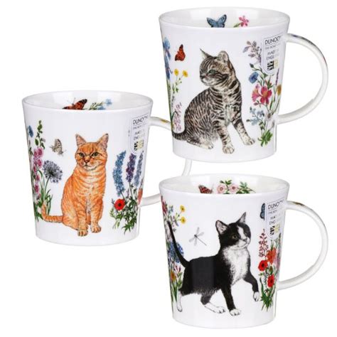 Dunoon Floral Cats Lomond Set Of 3 Mugs Temptation Gifts