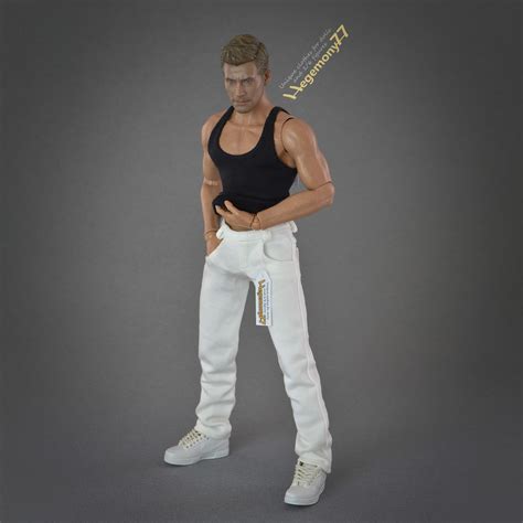 1 6th Scale White Jeans Pants Trousers And Black Tank Top Vest On Hot Toys TTM 19