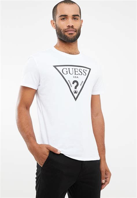 Guess Short Sleeve Triangle Tee White Guess T Shirts And Vests