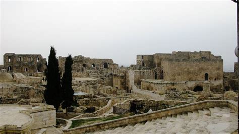 Panorama Inside of Aleppo Ruined Citadel, Syria Stock Photo - Image of ...