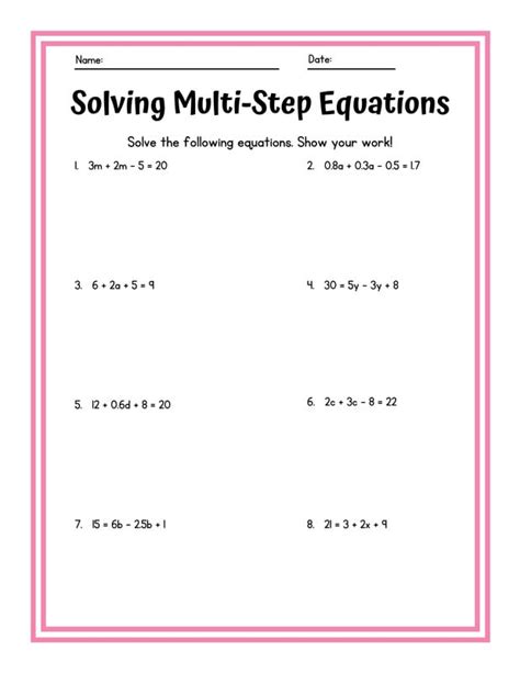 Solving Linear Equations Annie Wadzinski Canva Worksheets Library