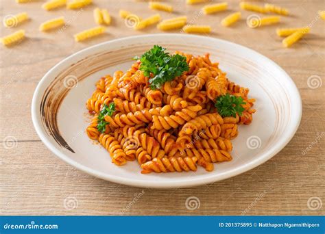 Spirali Or Spiral Pasta With Tomato Sauce Stock Image Image Of Diet