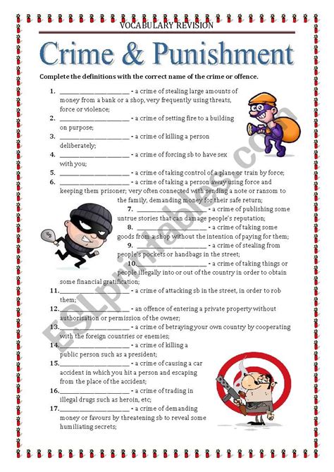 Vocabulary Revision 7 Crime And Punishment Esl Worksheet By Keyeyti