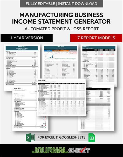 Js473is Manufacturing Income Statement Generator Journalsheet