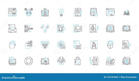 Digital Optimization Linear Icons Set Algorithm Analytics Automation