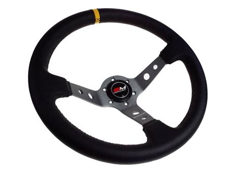 Motamec Rally Steering Wheel Deep Dish Mm Black Leather Titanium