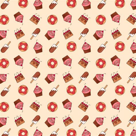 Premium Vector Cartoon Sweets Seamless Pattern Ice Cream Donuts Cakes