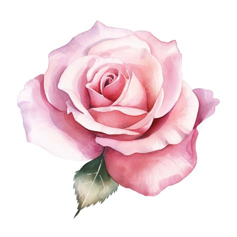 Pink Soft Rose Watercolor Flower Isolated Watercolor Botanical Png