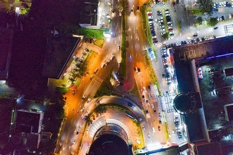 Aerial View of Vehicles on Road at Night · Free Stock Photo