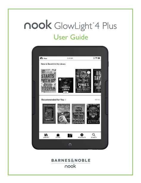 User Manual Barnes Noble Nook Glowlight Plus English Pages