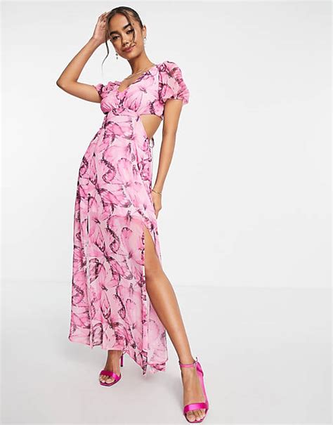 Miss Selfridge Midaxi Kleid Aus Chiffon Mit Schnürung Hinten Und