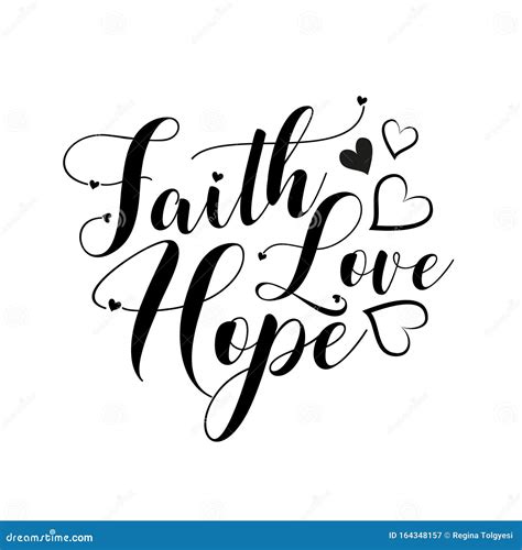 Faith Hope Love Positive Handwritten Text With Heart Stock Vector