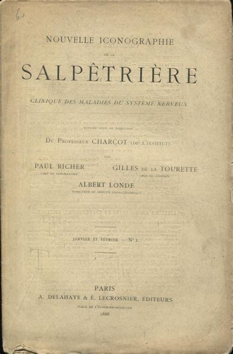 Nouvelle Iconographie De La Salpêtrière Tome I N° 1 Tête De Série By