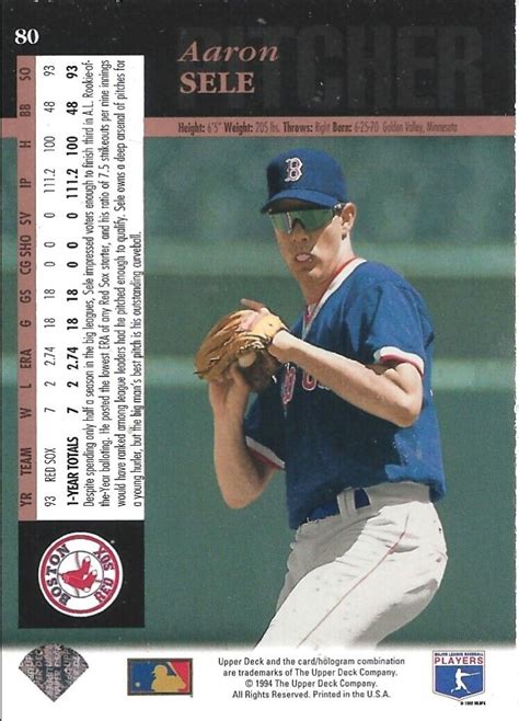 1994 Upper Deck Electric Diamond Aaron Sele 80 Red Sox EXMT EBay