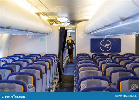 Lufthansa Airbus A380 Airplane Inside Stewardess Editorial Photo ...