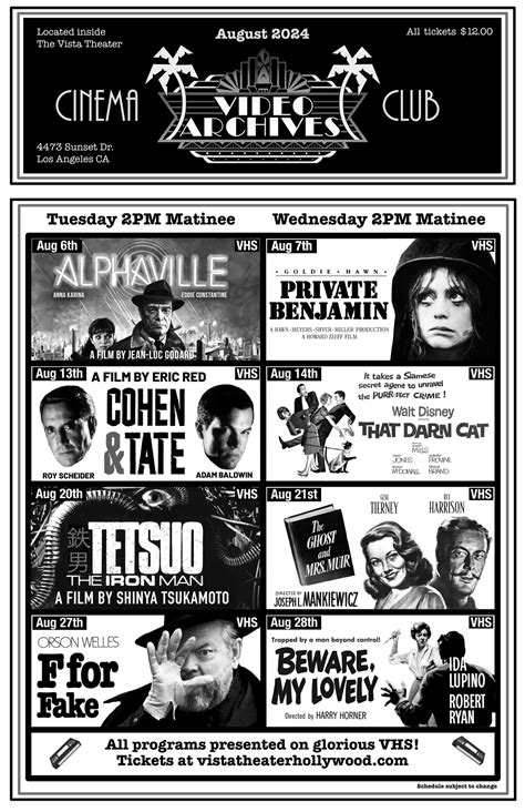 Video Archives Cinema Club - Vista Theater Hollywood