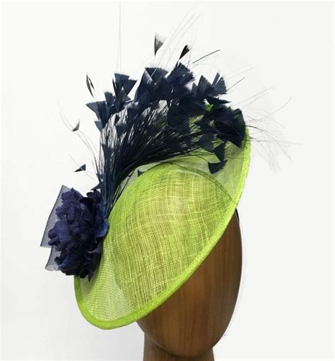 Lime Green And Navy Fascinator Elaine Fascinated By Hats