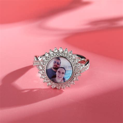 Jeulia Timeless Romance Sterling Silver Personalized Photo Ring