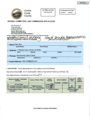 Fillable Online Print Form For Office Use Only Contra Costa County For