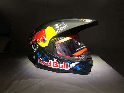 Red Bull Racing Helmet with motorcycle glove, Motorcycles, Motorcycle ...