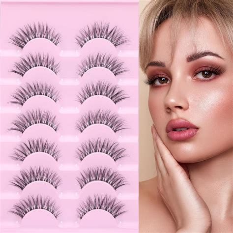 Lashes Natural Look Cat Eye Wispy False Eyelashes With Clear Bands 3d Wispies