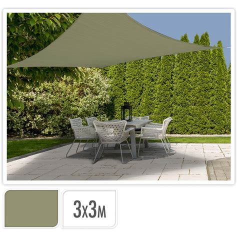 VOILE D OMBRAGE CARRE KAKI 3X3M OLIVE