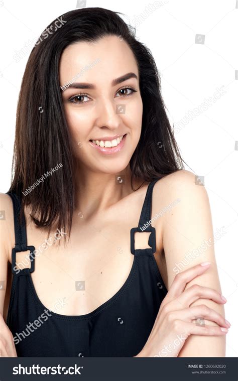 Beautiful Sexy Brunette Girl Swimsuit On Stock Photo 1260692020 Shutterstock