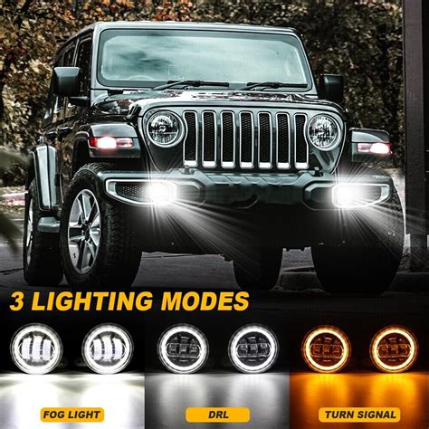 For Jeep Wrangler Jk Inch Round Led Headlight Fog Light Turn Signal