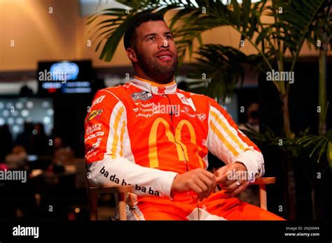 BUBBA WALLACE gets interviewed during the Daytona 500 Media Day in ...