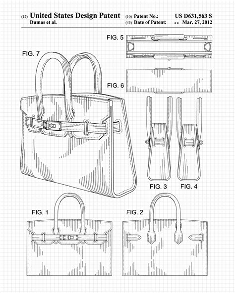 Vintage Birkin Bag 2012 Patent Poster Prints 1 Unframed | Etsy