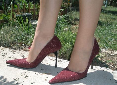 New Dark Red Sparkle Dorothy High Heels Pumps Etsy Heels Sparkle