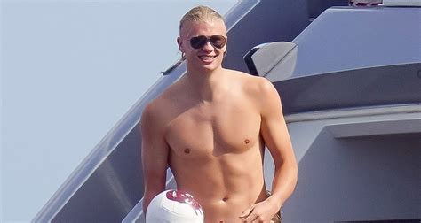 Manchester City Soccer Star Erling Haaland Goes Shirtless During Yacht