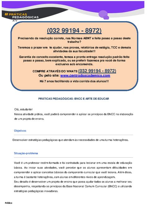 Práticas Pedagógicas Bncc E A Arte De Educar Pdf