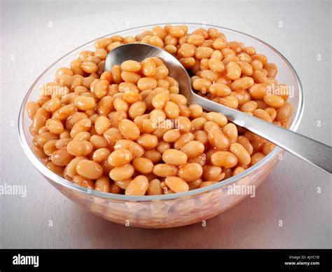 Bowl Of Baked Beans Stock Photo Alamy